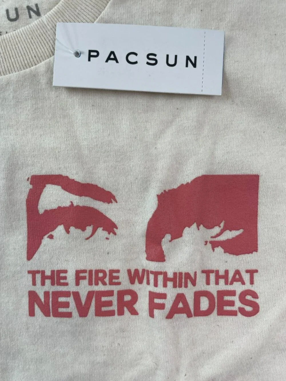 PacSun Cream Graphic Tee "The Fire Within That Never Fades" Wmn's Sz Medium NWT - Picture 2 of 8